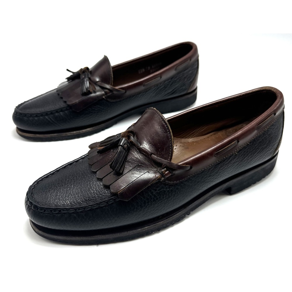 Allen Edmonds Nashua Tassel Loafers Shoes Mens Size 11 D D Black/Brown Trim‎